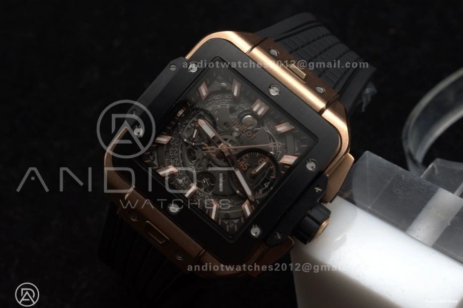 Edition 42mm Strap 1116 Square Bang Bezel RG 1:1 Rubber Black Best Dial A Skeleton on Unico Affordable Ceramic BBF 1022